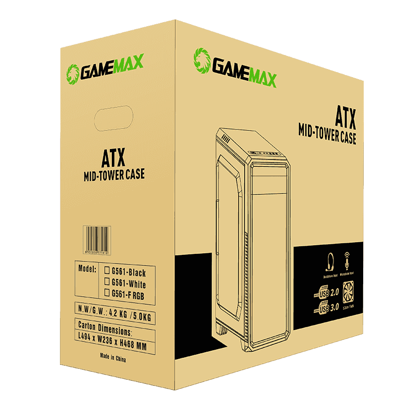 GameMax G561-FRGB White edition ATX Gaming Case GameMax G561-FRGB White edition ATX Gaming Case